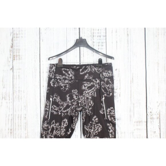 Athleta Rainier Reflective Tights Workout Yoga Aluna Bloom Black Large - Picture 2 of 11